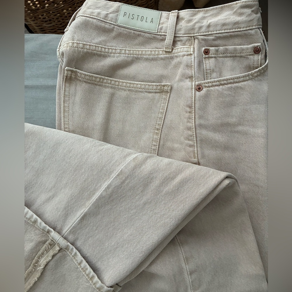 Pistola Ryder High-Rise Straight Leg Cuffed Jeans Oat color Size 27 - Picture 12 of 13